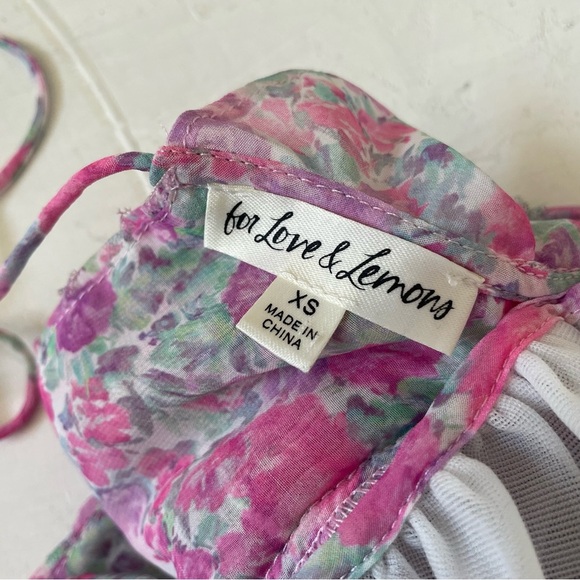 For Love and Lemons Saylor Blouse in Pink Balloon Pleats Sleeves Size XS - Picture 8 of 12